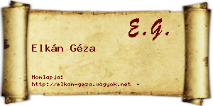 Elkán Géza névjegykártya